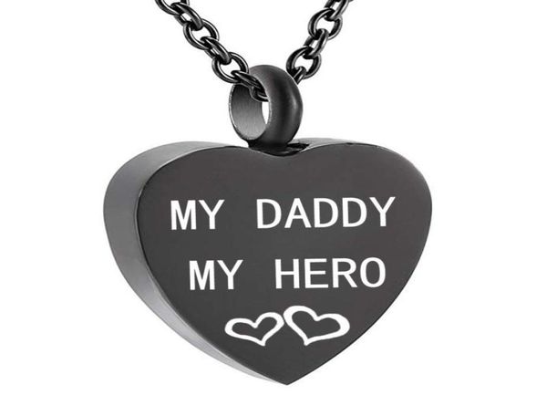 

heart urn necklace for ashes keepsake memorial pendant stainless steel cremation jewelry039my daddy my hero039 love you3433771, Silver