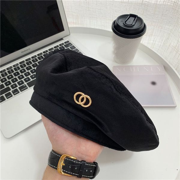 

berets metal buckle black berets spring artist warm hip hop hats vintage elegant women girls decorative cap 230816, Blue;gray