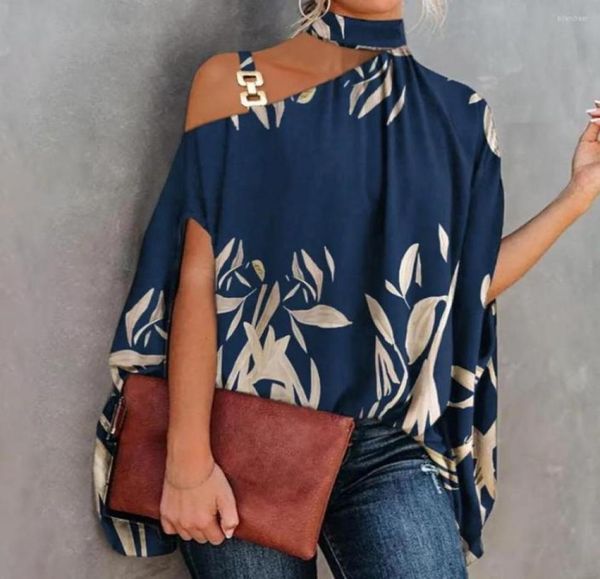 

women039s blouses stylish casual halter batwing sleeve breathable black white patchwork ink flower print fashion blouse8983480