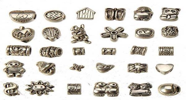 

european charms beads mixed set diy metal big hole antique silver bracelets wholes bangles necklaces pendants jewelry findings4776730, Black