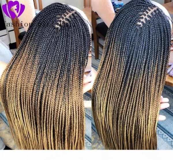 

synthetic long braided lace front wigs braiding crochet hair with baby hair box braids wig for american african women51821161097966, Black;brown