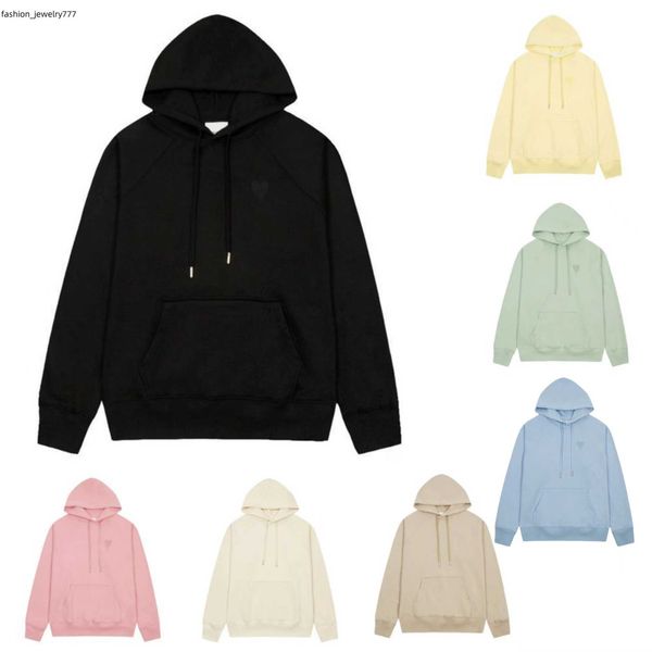 

womens designer hoodies love heart sweatshirt amis women 2023ss embroidered hoodie spring trend long sleeve casual hoody loose high street, Black
