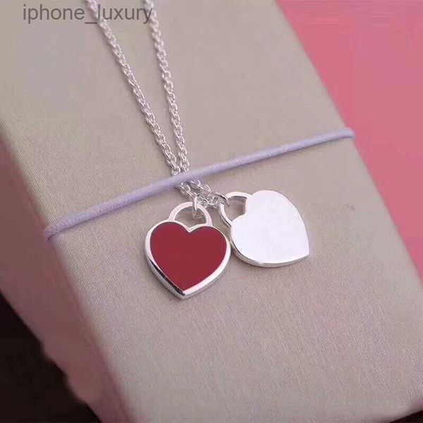 

designer s925 sterling silver necklace pendant fashion love tag necklaces female luxury jewelry exquisite craftsmanship classic blue heart t