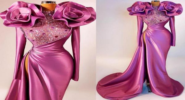 

luxury dubai arabic aso ebi plus size mermaid prom dresses crystals sequined high split evening formal party second reception4551612, Black
