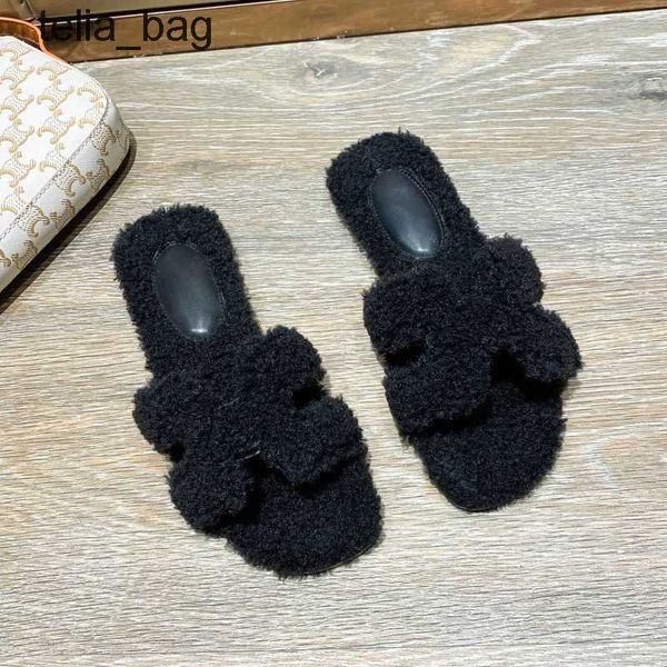 

shoes hermzs dsigner and autumn slippers slipper bear designer sandal winter oran furry 2023 teddy bear fur shoes for women lro0 kbzl