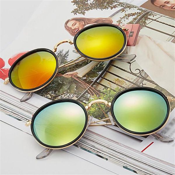 

stylish round sunglasses men women designer sun glasses metal frame outdoor uv400 protection eyewear q48 with cases324o, White;black