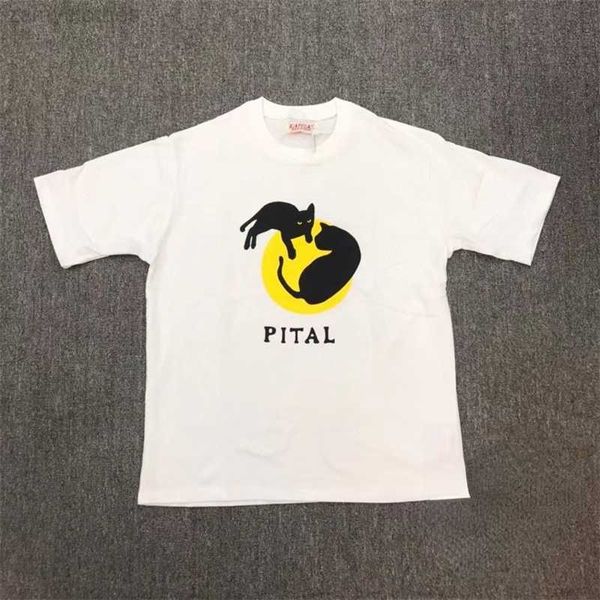 

men's t-shirts good quality puff print kapital kountry fashion t shirt men kapital women cat t-shirt vintage tees men clothing, White;black