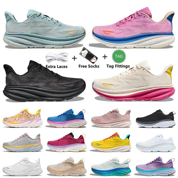

hoka clifton 9 athletic running shoes hokas shoes womens mens triple white black cyclamen sweet lilac summer song on trainers cloud ice wate