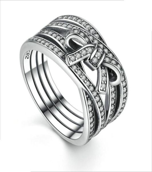 

charm cross bow ring for p 925 sterling silver classic ladies ring holiday gift with original box with logo8823799, Slivery;golden