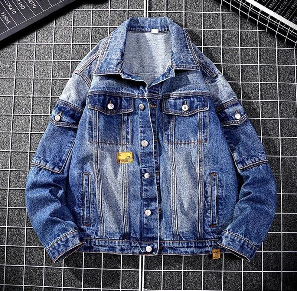 

men039s jackets 2021 multipocket tooling denim jacket loose casual washed cargo jeans cowboy outwear coat9557403, Black;brown