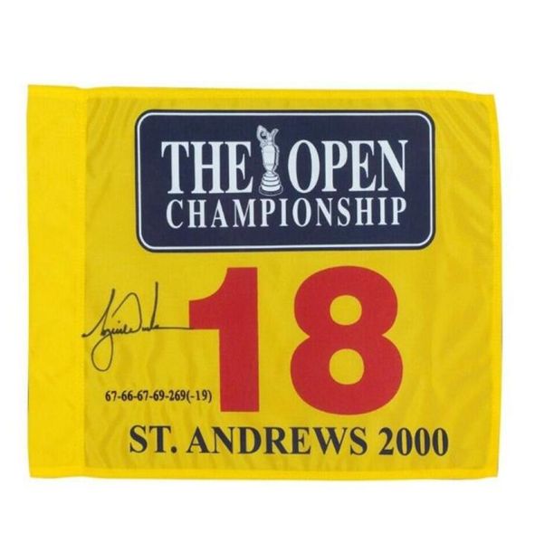 

tiger woods 2000 british open signed autographed master open golf pin flag9667559