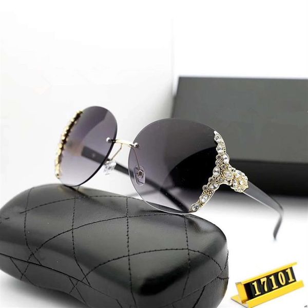 

luxury women designer a17101 sunglasses pearl fashion stylemixed color retro round frame for women eye glasses uv prot293k, White;black