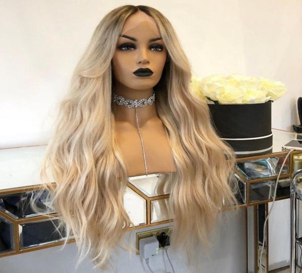 

ombre blonde hd transparent lace human hair wigs body wave 13x6 front lace wig 613 blonde color wig for black women 1502662770, Black;brown