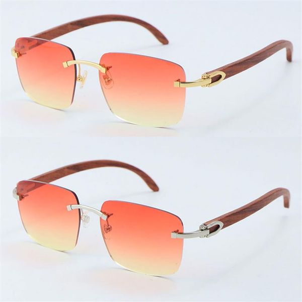 

factory whole selling wooden metal rimless sunglasses wood t8300816 c decoration 18k gold frame sun glasses male and fe293y, White;black