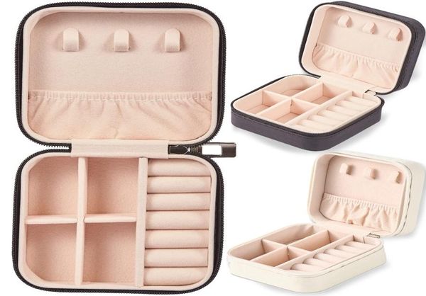 

jewelry boxes storage box pu leather display organizer zipper case travel makeup bag earring holder 10x10x drop delivery 2022 smt82950213, Black;white
