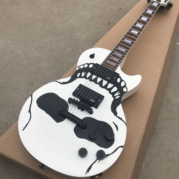 

jacaranda wood fingers, white electric guitar, guitar, black hardware