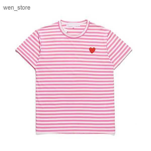 

cdg fashion mens play t shirt designer red heart commes casual women shirts des badge garcons high quanlity tshirts cotton embroidery stripe, White;black