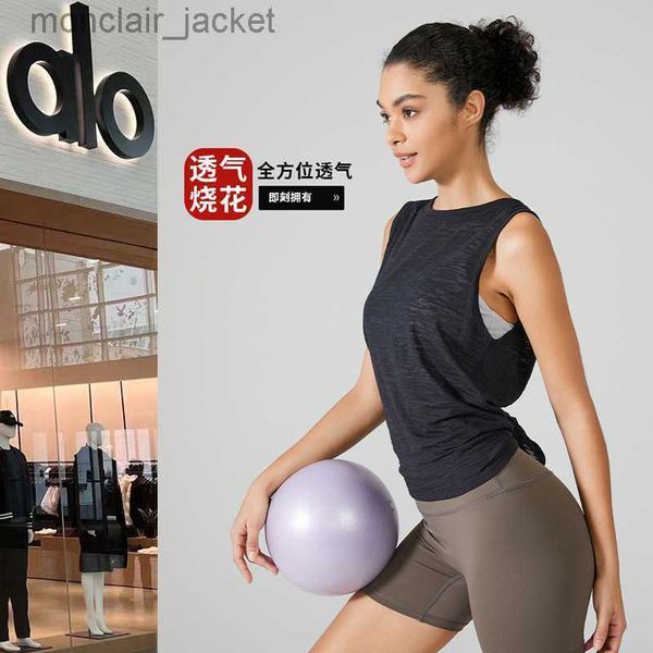 

desginer alos yoga t shirt summer sports tank women's running loose quick dry training sleeveless fitness suit, White