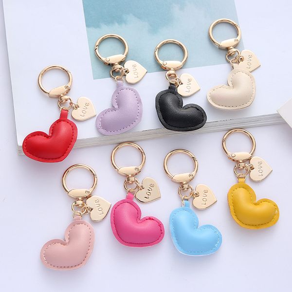 

simple leather love earphone bag keychains luggage school bags key chain pendant car keychain jewelry accessories gift, Silver