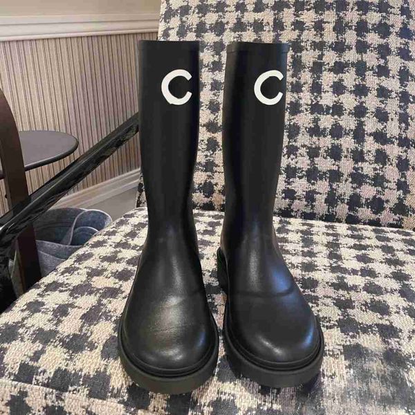 

boots brand designer square toe women's rain boots thick heel thick sole ankle booist excellent quality winter women rubber boot x0817, Black