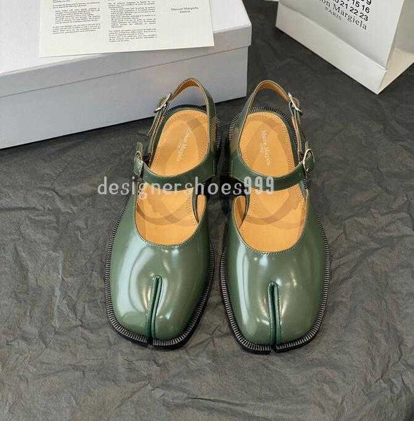 

mm6 ball dress shoes tabi ballet shoes party luxury semi-casual shoes flat lambskin leg party ballet shoes slippers leather ankle slippers s, Black