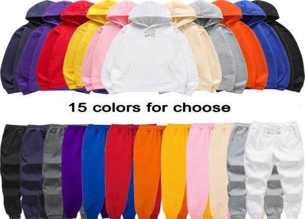 

oversized cotton hoodie sweatpants two tracksuit piece set men women jogging sweatshirts autumn winter fleece hoodies pants99230138442170, Gray