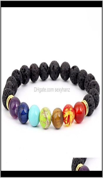 

beaded strands bracelets 7 men black lava healing balance beads reiki chakra buddha prayer natural stone yoga bracelet wo4584081