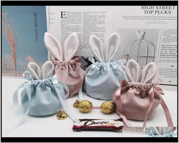 

cute velvet jewelry gift bags with bunny ear jewellery cosmetic storage crafts packaging pouches for boutique retail shop stf9s 8e8998887, Pink;blue