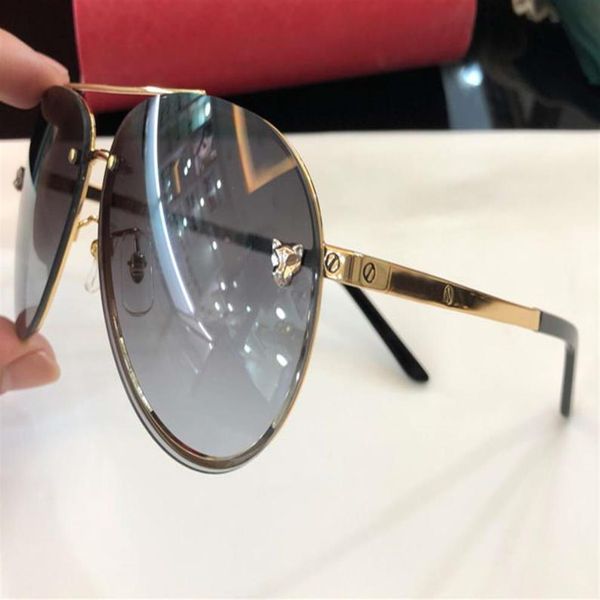 

luxury-classic panther pilot sunglasses gold metal grey gradient sonnenbrille luxury designer sunglasses glasses men new with box2593, White;black