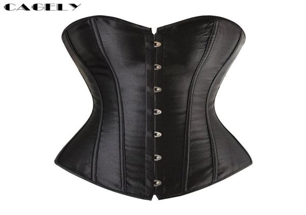 

basic satin overbust corset busk lacingup bustier traditional boned corselet wedding bridal underwear party dancing outfits1324666, Black;white