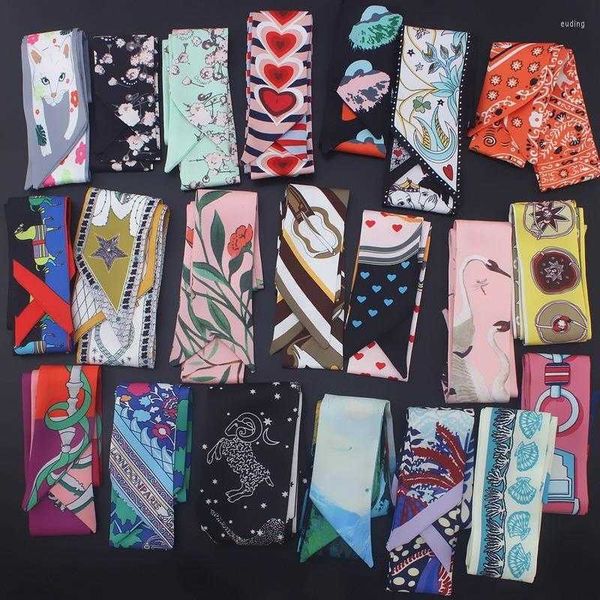 

scarves luxury silk scarf narrow long joker twil neckerchief decorate 100 5cm bag bandage headwear headdress woman accessories 39-colour, Blue;gray