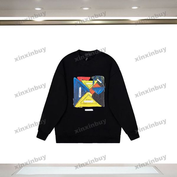 

xinxinbuy men women designer sweatshirt color triangle label letter printing sweater yellow black white xs-xl, Black;brown