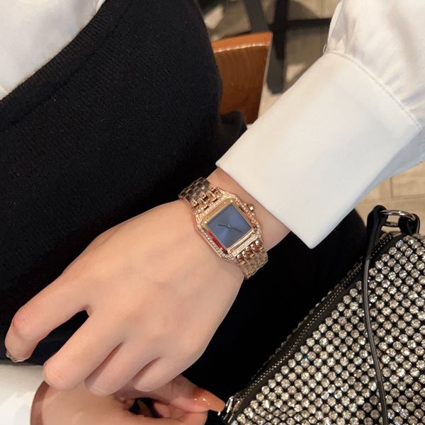 

fashionable women's watch modern modern style fit wrist swiss quartz movement steel casing silver plated dial sword shape blue steel ha, Slivery;golden