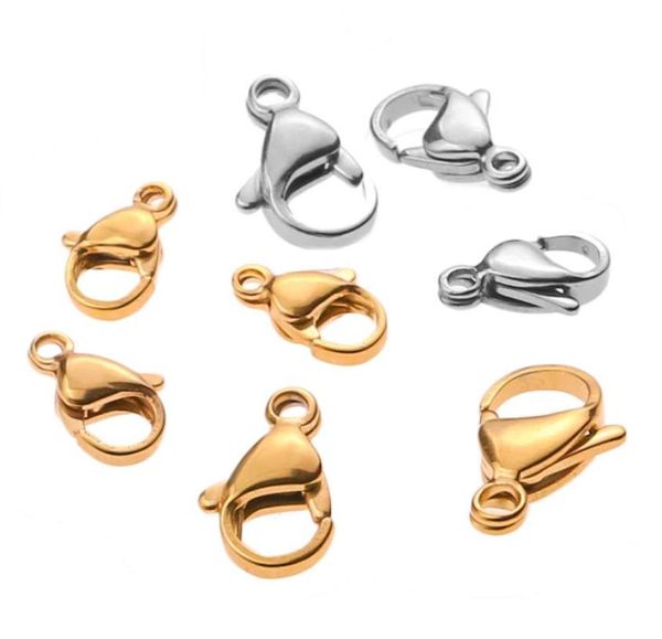 

500pcslot lobster clasps stainless steel jewelry finding clasp hooks for diy necklace bracelet chain making 1012mm7143607