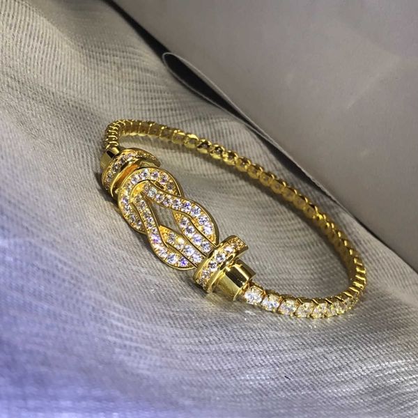 

designer bracelet luxury full diamond with 18k rose gold u-shaped 8-shaped horseshoe buckle bracelet full sky star bracelet magnetic buckle, Golden;silver