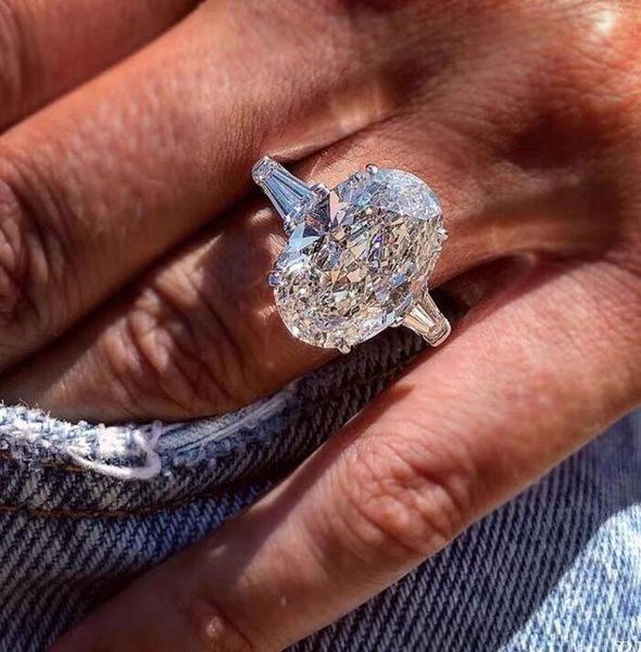 

2022 sell wedding rings sparkling luxury jewelry 925 sterling silver lagre oval cut white z cz diamond gemstones party ete9593136, Slivery;golden