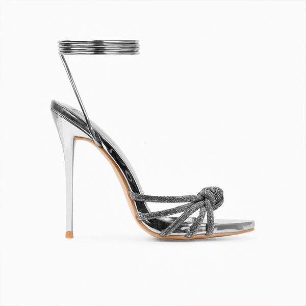 

dress shoes italian designers summer party women crystal peep toe ankle strap elegant luxury sandals fashion high heels shoes 230817, Black