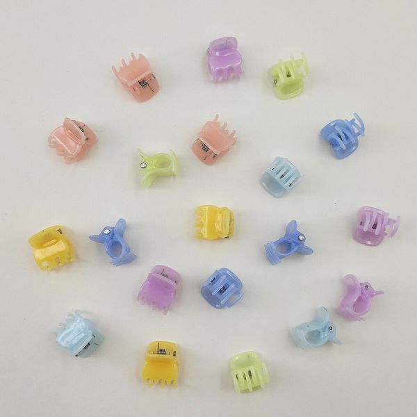 

1.5cm mini hair claw clips for women girls cute candy colors plastic hairpins hair brands maker beads princess hair accessories, Slivery;golden
