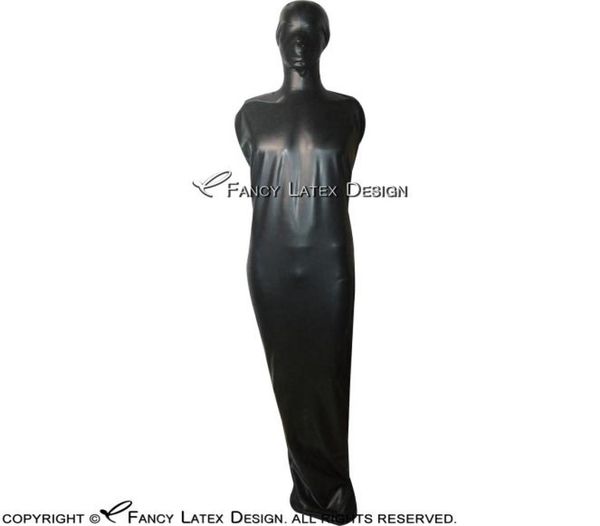

black latex sleep sack costumes with hood and zip at back rubber body bag bodybag catsuit plus size 00451561534