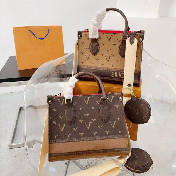 

luxery tote bag designer bag letter v onthego crossbody bag women fashion leather handbag classic style simple three sizes in multiple color