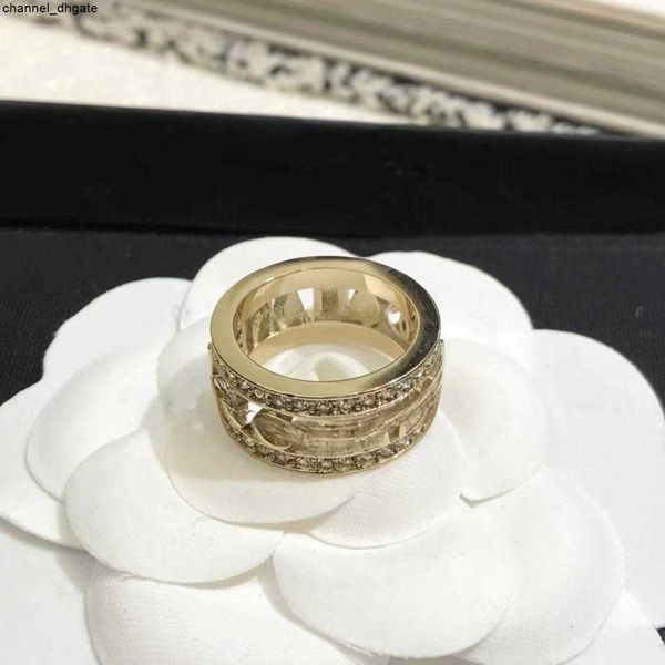 

channel ring diamond ring water drill hollow letter water diamond ring female, Silver