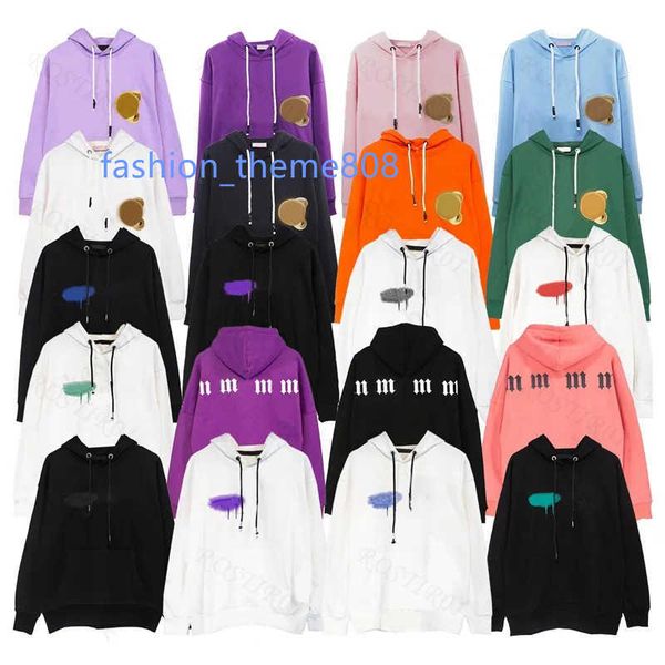 

palm designer hoodie mens palmangel pink hoodies bear graphic tee street alphabet sweatshirts splash ink women angle hoodys trend plus sweat, Black