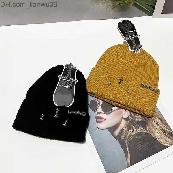 

beanie/skull caps women's hat cross iron mark knitted woolen cap closed toe beanie hat men's autumn lunar november hats tide z2308, Blue;gray