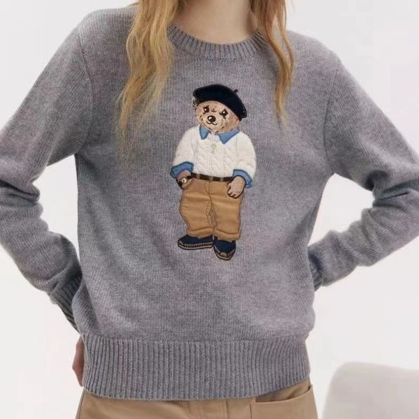 

designer sweater men women sweaters jumper bear embroidery print sweater knitted classic knitwear autumn winter keep warm jumpers womens, White;black
