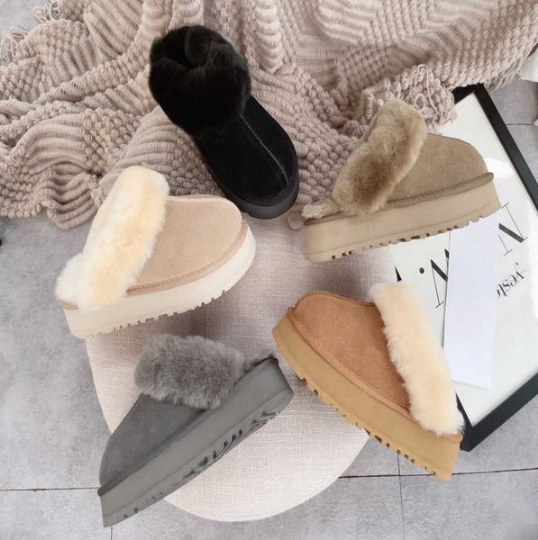 

tasman slippers luxury designer australia u autumn winter g women classic tazz wool slippers fashion keep warm mini platform boot disquette, Black