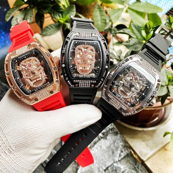 

designer elegant men diamond watch rm052 watches fgmi quartz movement iced out diamond bezel leather strap prx uhr perfect gift with box, Slivery;golden