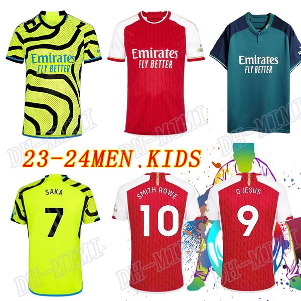 

23 24 g.jesus soccer jerseys rice smith rowe saka fans player j.timber martinelli tierney 2023 2024 football shirt men kids odegaard sambi f, Black;yellow