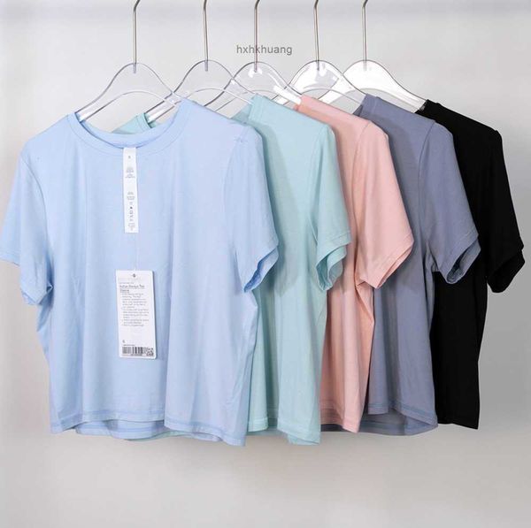 

ll women's yoga sports modal short sleeve action always crop t-shirt crew neck fitness sportwear breathable design655ess, White