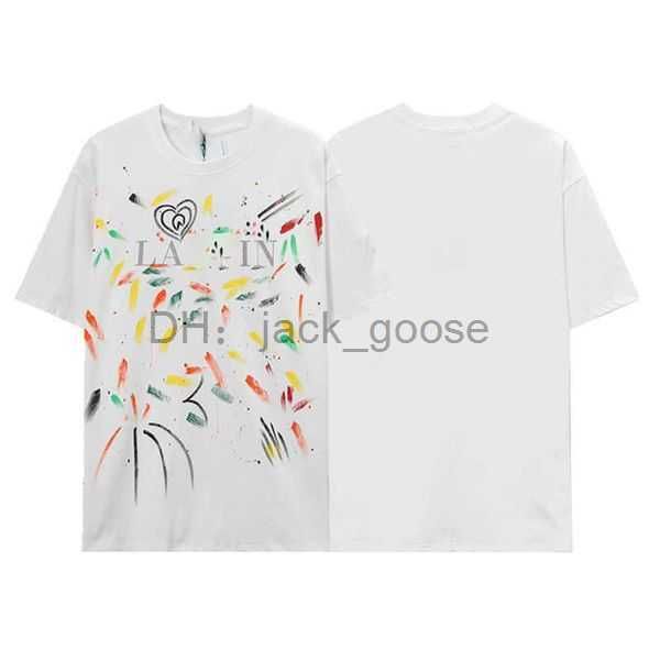 

men's t-shirts ss23 designer lanvins t shirt shorts fashion and women's beige speckle alphabet print trendy trend basic casual loo, White;black