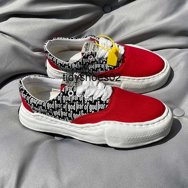 

loewens niche dissolution shoes men's thick soles wide board shoes red fog canvas shoes large ulzzang women's shoes, Black